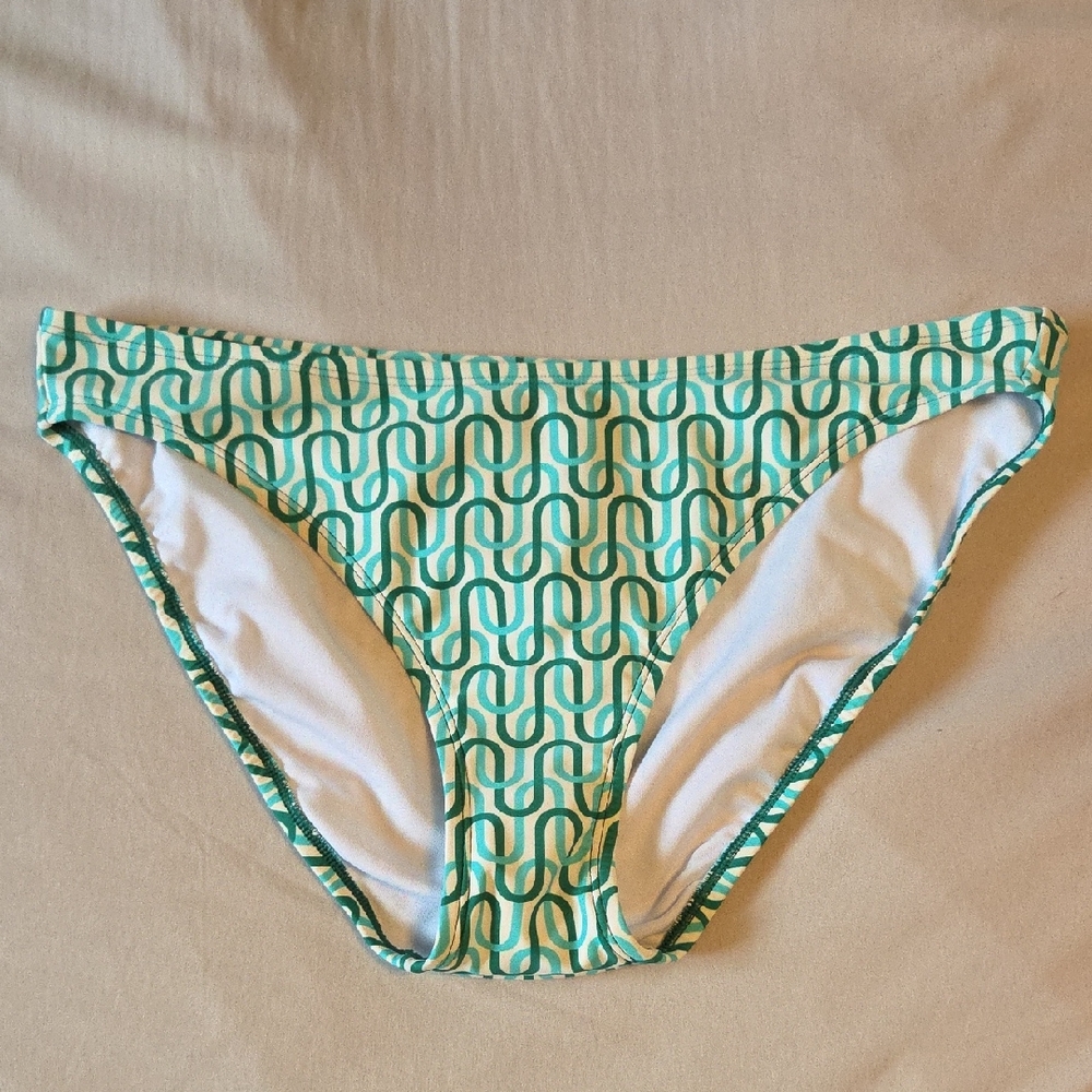 Kona Sol Green and White Bikini Bottom